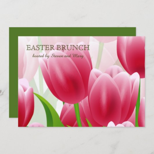 Lente Tulpen Aangepaste Pasen Brunch Kaart (Voorkant / Achterkant)