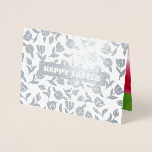Lente Tulpen Echt Folie Luxe Pasen Folie Kaarten (Voorkant)