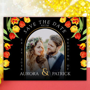 Lente Tulpen Helder Kleurrijke Foto Save the Date Uitnodiging Briefkaart