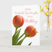 Lente Tulpen Kleindochter Verjaardag Kaart (Gele Bloem)