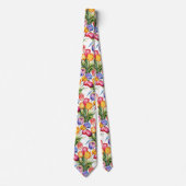 Lente Tulpen Kleurrijke Regenboog Waterverf Bloemi Stropdas (Voorkant)