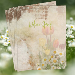 Lente Tulpen Versleten Scrapbook Papier Briefhoofd