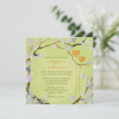 lente twee harten Lime Green Floral Wedding Kaart (Staand voorkant)