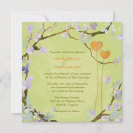 lente twee harten Lime Green Floral Wedding Kaart