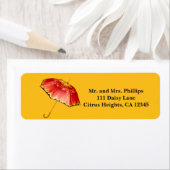 Lente-Umbrella-rode en gele dag Etiket (Insitu)