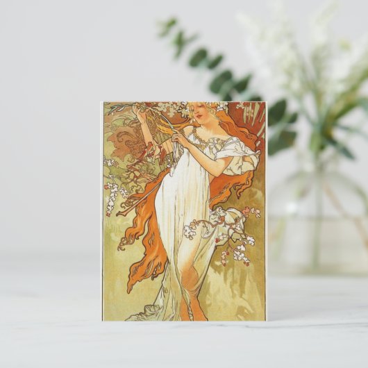 Lente van Alphonse Mucha Briefkaart (Staand voorkant)