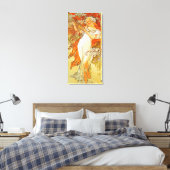  Lente van Alphonse Mucha Canvas Afdruk (Insitu (Slaapkamer))