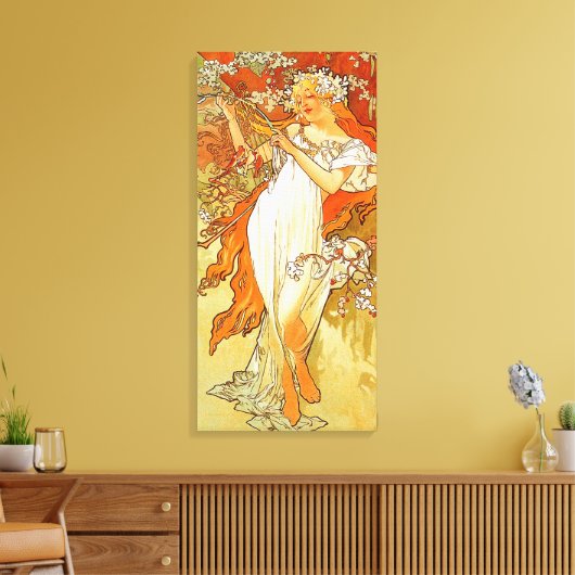  Lente van Alphonse Mucha Canvas Afdruk (Insitu (Woonkamer))
