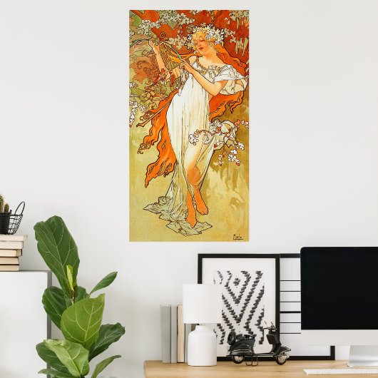  Lente van Alphonse Mucha Poster (Thuiskantoor)