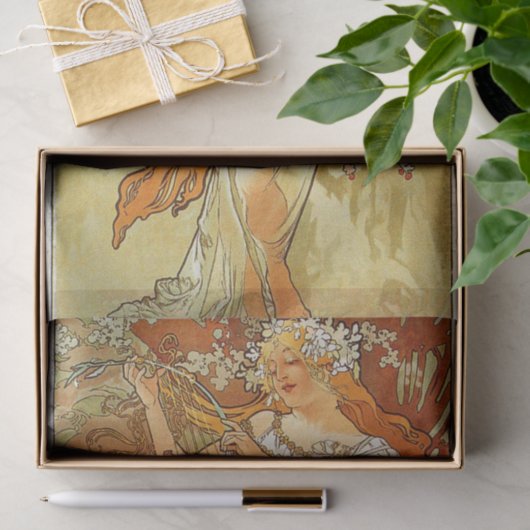 Lente van Alphonse Mucha Tissuepapier (Geschenk)