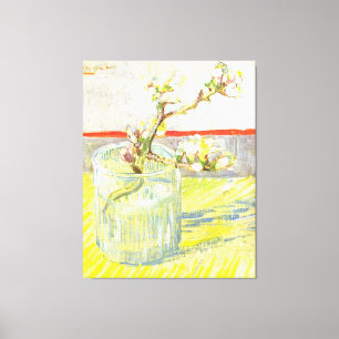 Lente van bloeiende amandel in een glas van Gogh Canvas Afdruk