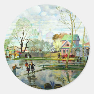 Lente van Boris Kustodiev Ronde Sticker