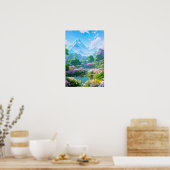 Lente van de Pond van Bloemen Poster (Keuken)