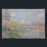 Lente van de Seine Claude Monet Placemat<br><div class="desc">De lente van de Seine door Claude Monet, olie op canvas 1875, is een landschapsschilderij van voetgangers die op de oevers van de Seine in Parijs rondstrooien, de warme groene bladeren van ontluikende bomen en witte wolken in de bleke blauwe hemel van een warme, zonnige dag in de rivier. Het...</div>