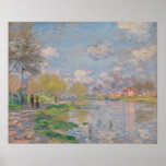 Lente van de Seine door Claude Monet Poster<br><div class="desc">De lente van de Seine door Claude Monet, olie op canvas 1875, is een landschapsschilderij van voetgangers die op de oevers van de Seine in Parijs rondstrooien, de warme groene bladeren van ontluikende bomen en witte wolken in de bleke blauwe hemel van een warme, zonnige dag in de rivier. Het...</div>