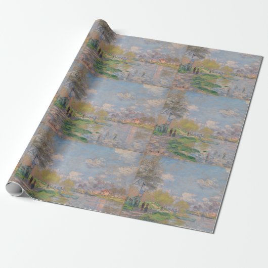 Lente van de Seine door Monet Impressionist Cadeaupapier (Uitgerold)