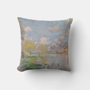 Lente van de Seine door Monet Impressionist Kussen