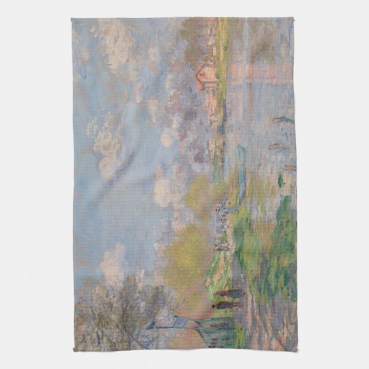 Lente van de Seine door Monet Impressionist Theedoek (Verticaal)
