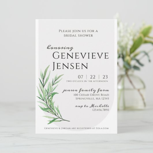 Lente van het groen bruids douche uitnodiging (Staand voorkant)