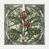 Lente van Holly Glas in lood kerstversiering Glas Ornament (Voorkant)