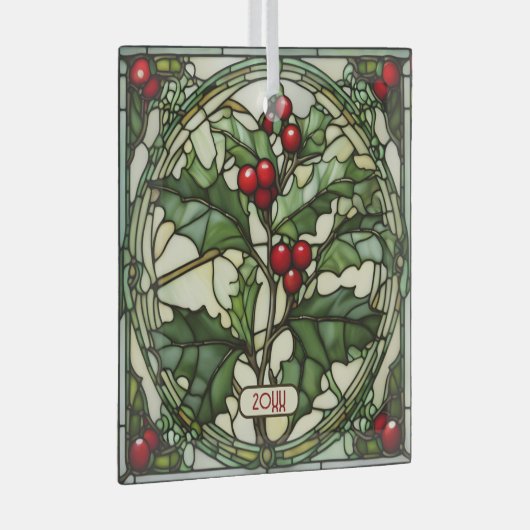Lente van Holly Glas in lood kerstversiering Glas Ornament (Voorkant Rechts)