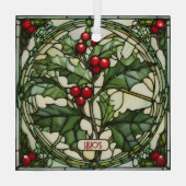 Lente van Holly Glas in lood kerstversiering Glas Ornament (Achterkant)