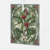 Lente van Holly Glas in lood kerstversiering Ornament (Voorkant links)