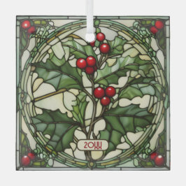 Lente van Holly Glas in lood kerstversiering Ornament