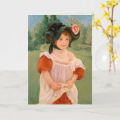 Lente van Mary Cassatt de ": Margot Standing in Kaart (Gele Bloem)