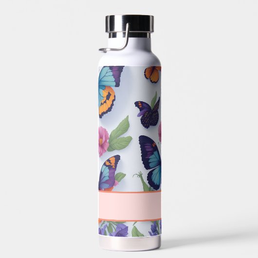 Lente Veelkleurige Vlinders en Bloemen Waterfles (Rechts)