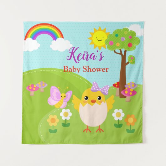 Lente Verjaardag / Baby Shower Achtergrond Banner Wandkleed (Voorkant)