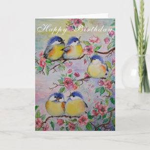 Lente Verjaardagskaart met Vogels Kaart