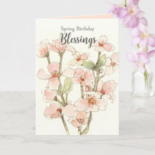 Lente Verjaardagszegeningen Roze Dogwood Bloemen Kaart