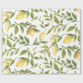 Lente verse waterverf gele citroengroene bladeren cadeaupapier (Vlak)