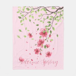 Lente verwelkomen met romantische roze kersenbloes fleece deken