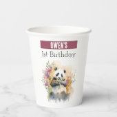 Lente vibes Panda - 1e verjaardag - Papieren Bekers (Achterkant)