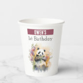 Lente vibes Panda - 1e verjaardag - Papieren Bekers (Voorkant)
