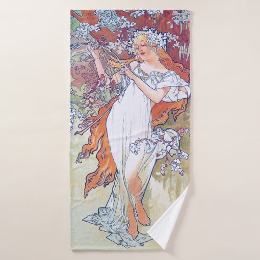 Lente (vier seizoenen), Alphonse Mucha Badhanddoek (Badhanddoek)