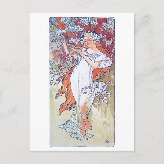 Lente (vier seizoenen), Alphonse Mucha Briefkaart (Voorkant)