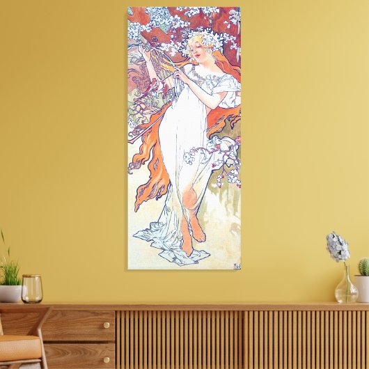 Lente (vier seizoenen), Alphonse Mucha Canvas Prin (Insitu (Woonkamer))