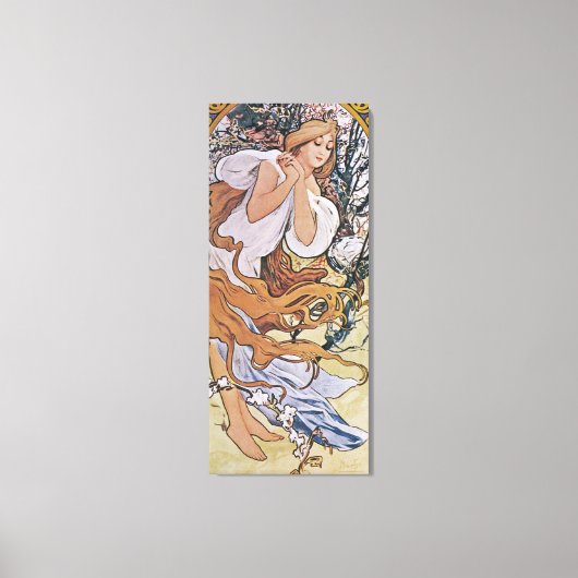 Lente (vier seizoenen), Alphonse Mucha Canvas Prin (Voorkant)