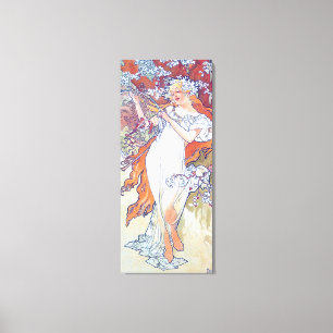 Lente (vier seizoenen), Alphonse Mucha Canvas Prin Afdruk