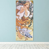 Lente (vier seizoenen), Alphonse Mucha Canvas Prin Afdruk (Insitu (Houten vloer))