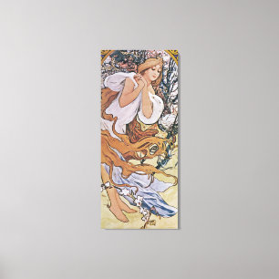 Lente (vier seizoenen), Alphonse Mucha Canvas Prin Afdruk