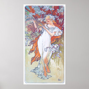Lente (vier seizoenen), Alphonse Mucha Poster