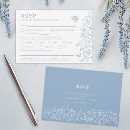 Lente vlinder bruiloft maaltijd optie blauw grijs RSVP kaartje