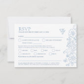 Lente vlinder bruiloft maaltijd optie mid blauw gr RSVP kaartje (Achterkant)