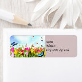 Lente Vlinders en Bloemen Adreslabel Etiket (Insitu)