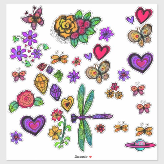 Lente vlinders en bloemen Sticker set (Vel)