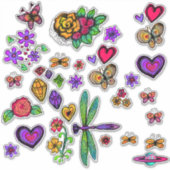 Lente vlinders en bloemen Sticker set (Voorkant)